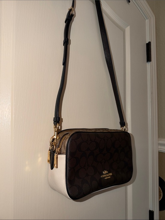 Coach Handbags - Coach Signature Crossbody Bag in Brown and Cream